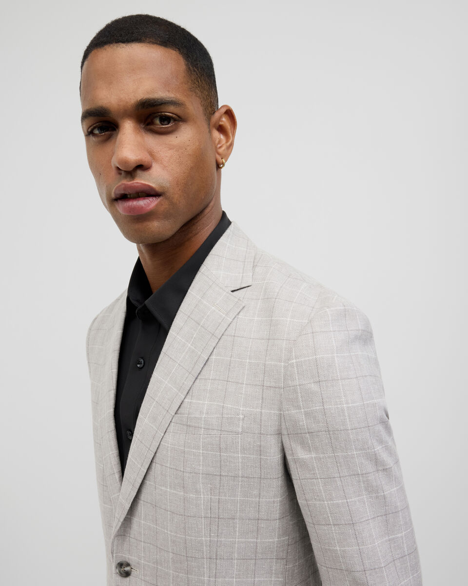 Windowpane Check Tailored Jacket, Grey, hi-res